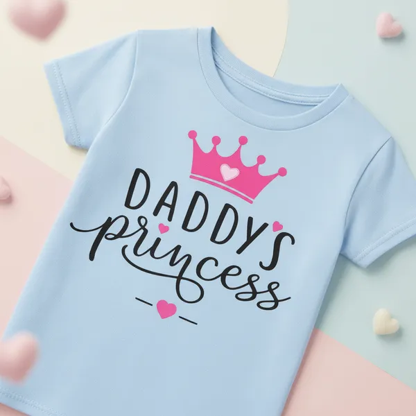 Daddy'S_Princess_Graphic_Print_Baby_Blue_T-Shirt_For_Girls