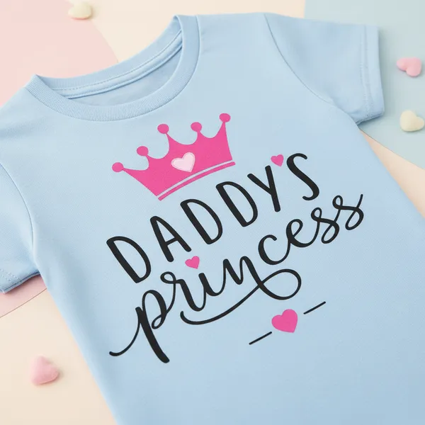 Daddy'S_Princess_Graphic_Print_Baby_Blue_T-Shirt_For_Girls