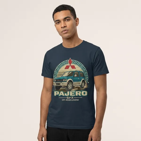 Mitsubishi_Pajero_Sfx_Off-Road_Legend_Graphic_T-Shirt_-_Dark_Navy_Blue