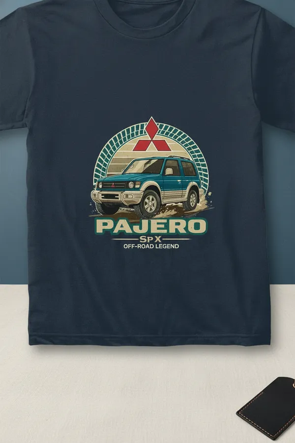 Mitsubishi_Pajero_Sfx_Off-Road_Legend_Graphic_T-Shirt_-_Dark_Navy_Blue