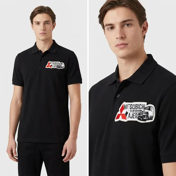 Mitsubishi_Ajen_Vintage_Logo_Black_Polo_T-Shirt