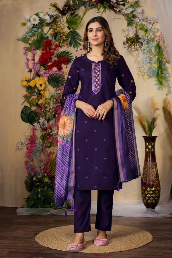Purple_Roman_Silk_Embroidered_Kurta_Pant_Set_For_Women