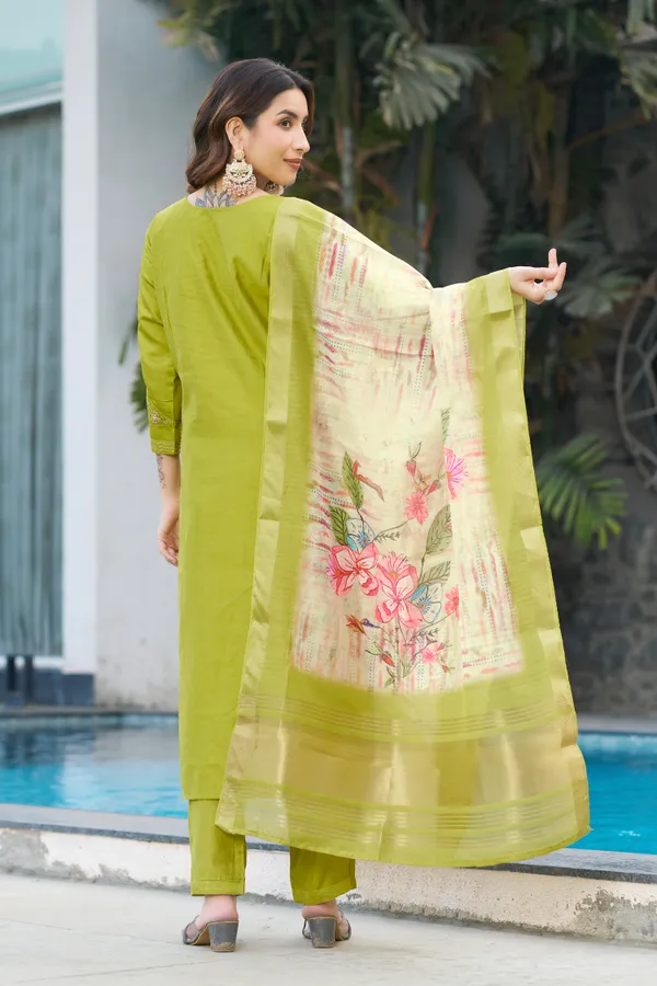 Parrot_Green_Viscose_Embroidered_Kurta_Pant_Set_For_Women