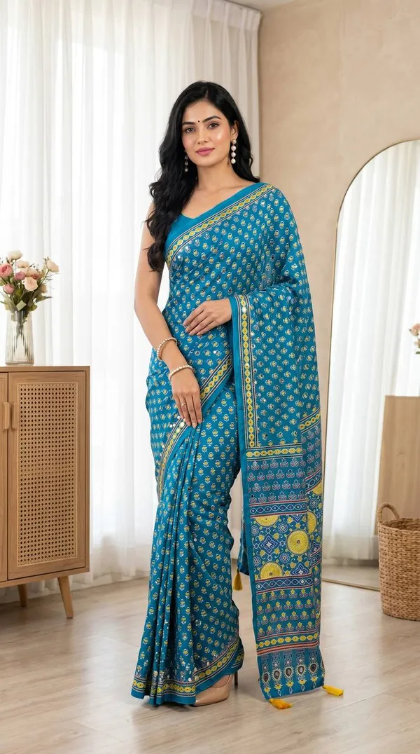 Soft_Satin_Ajrakh_Print_Soft_Silk_Saree_with_Mirror_Work_&_Designer_Border