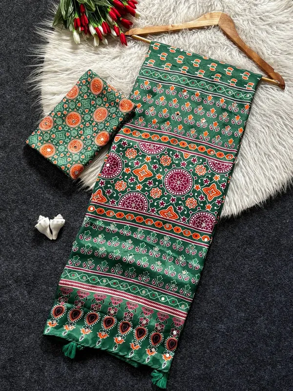 Soft_Satin_Ajrakh_Print_Soft_Silk_Saree_with_Mirror_Work_&_Designer_Border