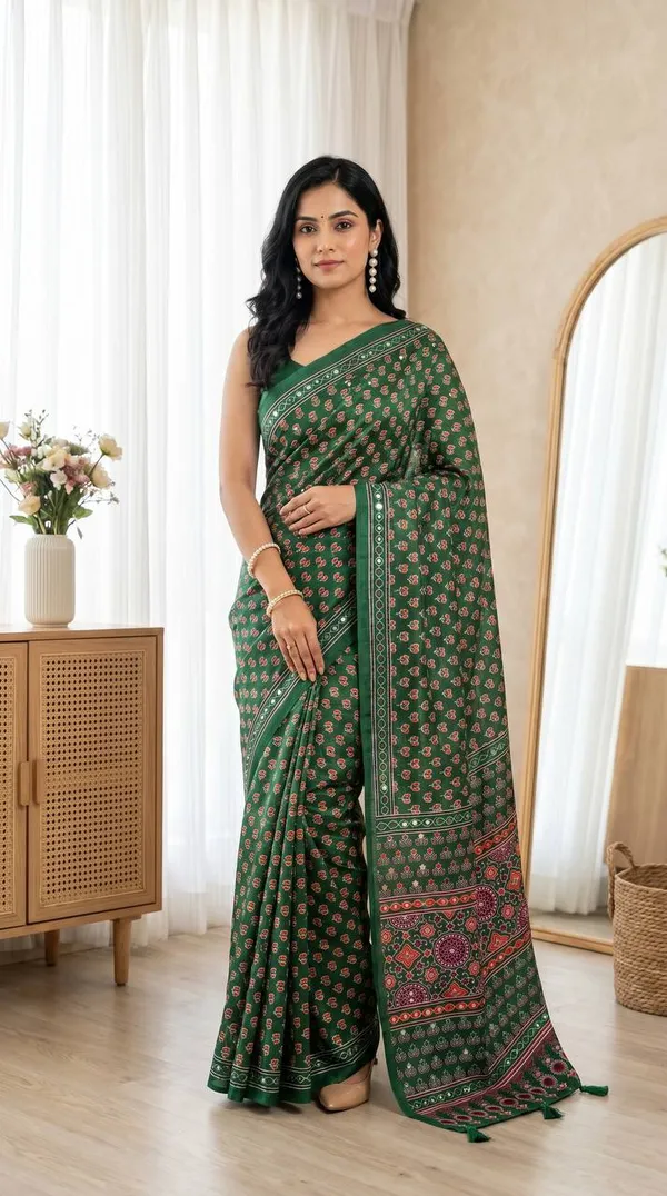 Soft_Satin_Ajrakh_Print_Soft_Silk_Saree_with_Mirror_Work_&_Designer_Border