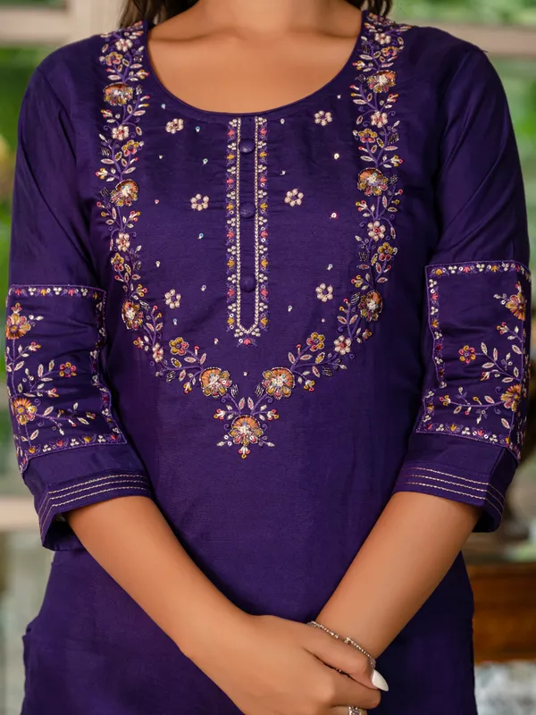 Dark_Blue_Marina_Silk_Embroidered_Kurta_Pant_Set_For_Women