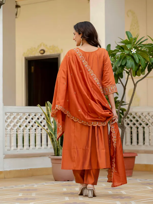 Orange_Viscose_Mirror_Work_Kurta_Pant_Set_For_Women