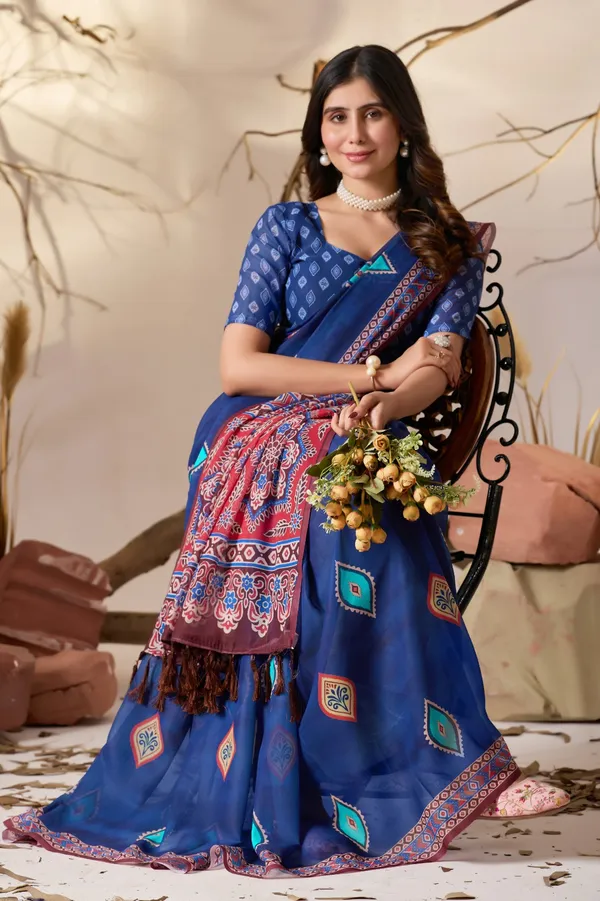 Royal_Blue_Geometric_Digital_Print_Soft_Georgette_Saree_with_Contrast_Printed_Blouse