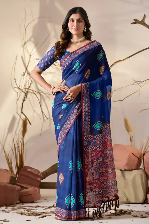 Royal_Blue_Geometric_Digital_Print_Soft_Georgette_Saree_with_Contrast_Printed_Blouse