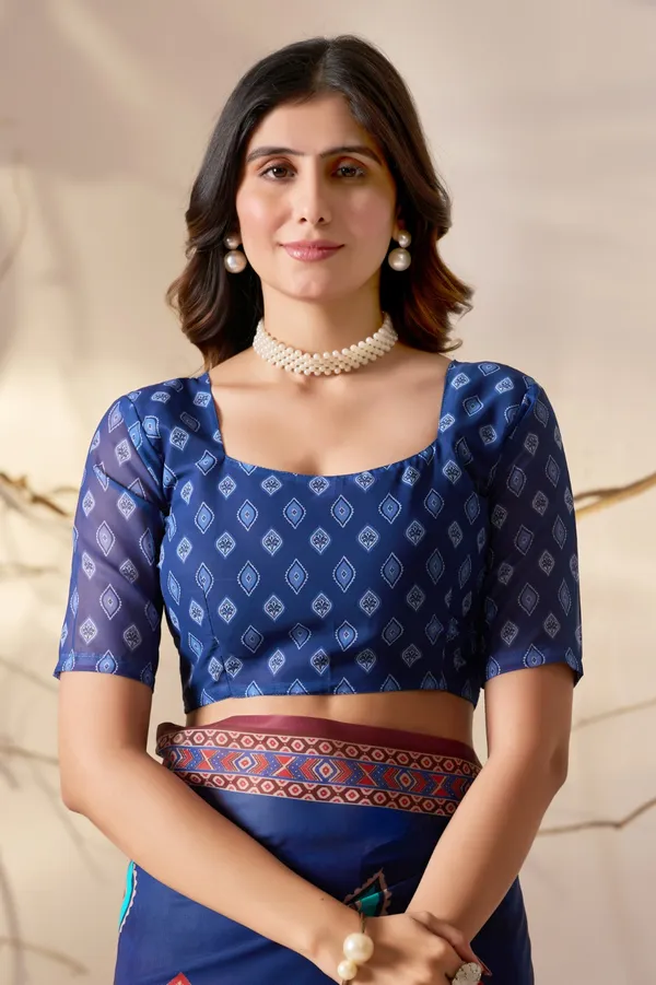 Royal_Blue_Geometric_Digital_Print_Soft_Georgette_Saree_with_Contrast_Printed_Blouse