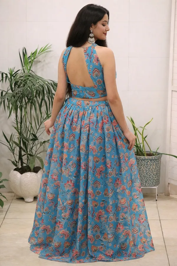 Blue_Pure_Organza_Floral_Printed_Lehenga_Set_with_Padded_Halter-Neck_Blouse_&_Dupatta