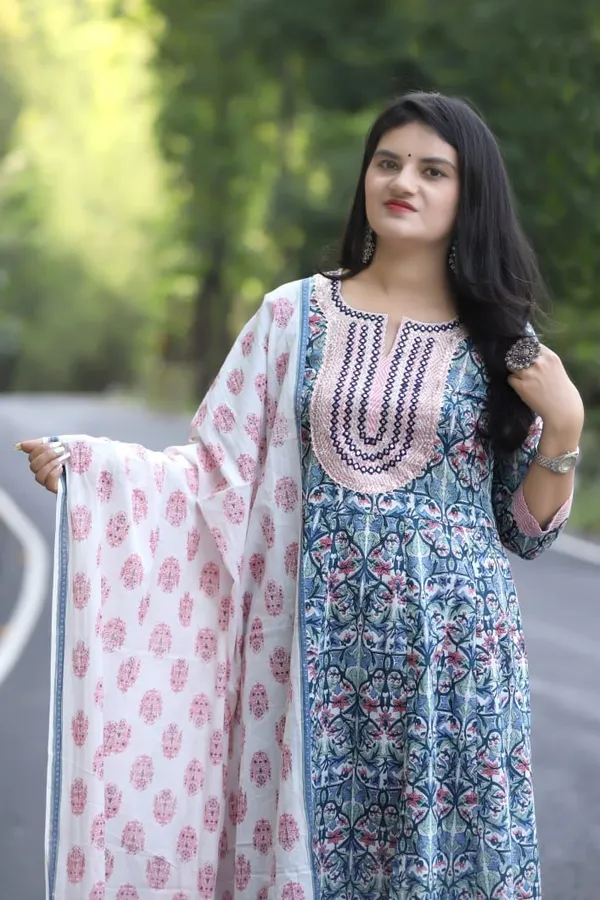 Blue_and_Pink_Stylish_Floral_Print_Kurta_Set_with_Pant_&_Dupatta_for_Women
