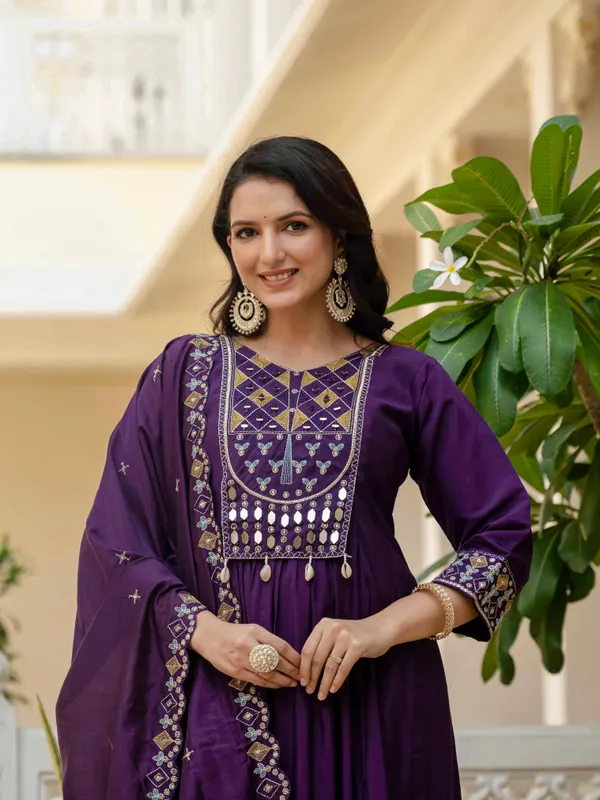 Purple_Viscose_Mirror_Work_Kurta_Pant_Set_For_Women