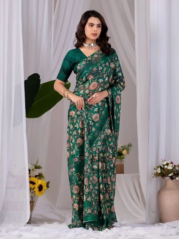 Emerald_Green_Floral_Digital_Print_Premium_Monsoon_Saree_with_Matching_Blouse_Piece