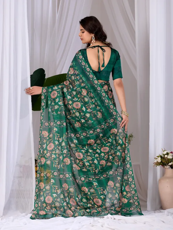 Emerald_Green_Floral_Digital_Print_Premium_Monsoon_Saree_with_Matching_Blouse_Piece