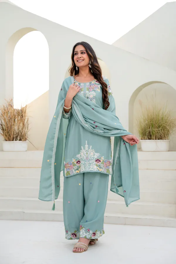 Sea_Green_Chinon_Embroidered_Palazzo_Set_with_Zardosi_Hand_Work_|_Party_Wear_Ethnic_Outfit_for_Women