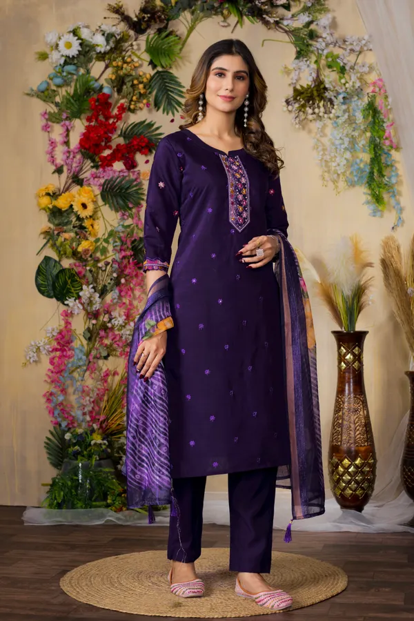 Purple_Roman_Silk_Embroidered_Kurta_Pant_Set_For_Women