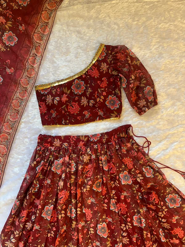 Floral_Printed_Lehenga_Set_with_Stylish_One-Shoulder_Padded_Blouse_&_Designer_Dupatta