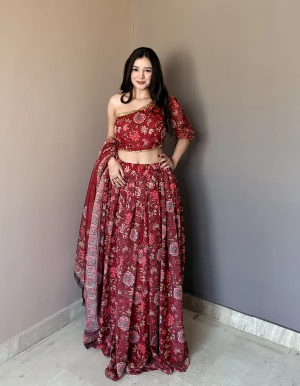 Floral_Printed_Lehenga_Set_with_Stylish_One-Shoulder_Padded_Blouse_&_Designer_Dupatta