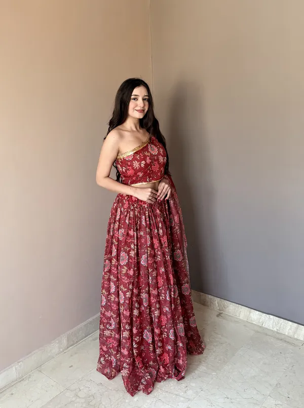 Floral_Printed_Lehenga_Set_with_Stylish_One-Shoulder_Padded_Blouse_&_Designer_Dupatta
