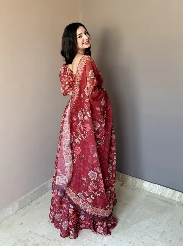 Floral_Printed_Lehenga_Set_with_Stylish_One-Shoulder_Padded_Blouse_&_Designer_Dupatta