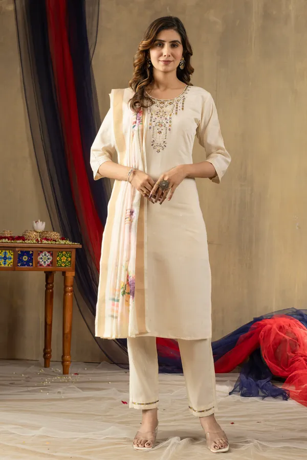 White_Shimmer_Gold_Silk_Embroidered_Kurta_Pant_Set_For_Women