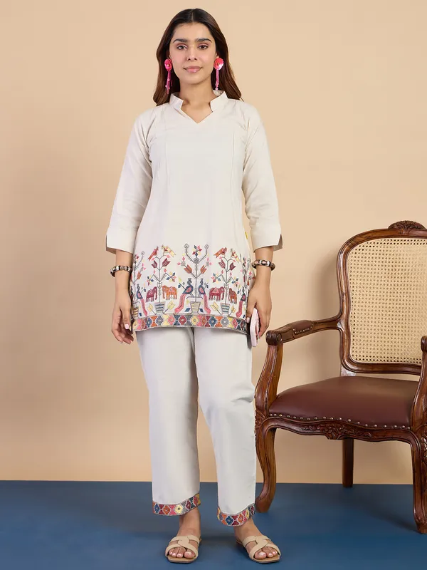 Off_White_Pure_Cotton_Designer_Embroidered_Co-Ord_Set_For_Women