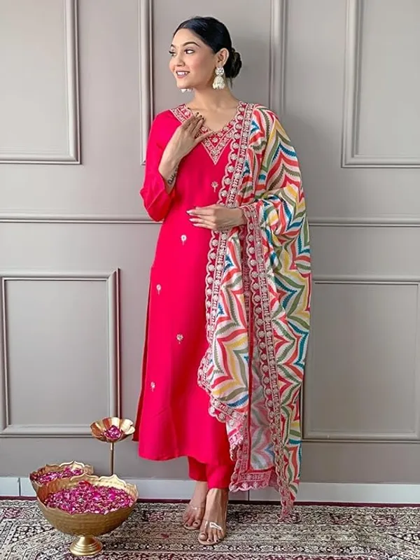 Rani_Pink_Chanderi_Embroidered_Kurta_Set_with_Dupatta_|_Ethnic_Wear_for_Women