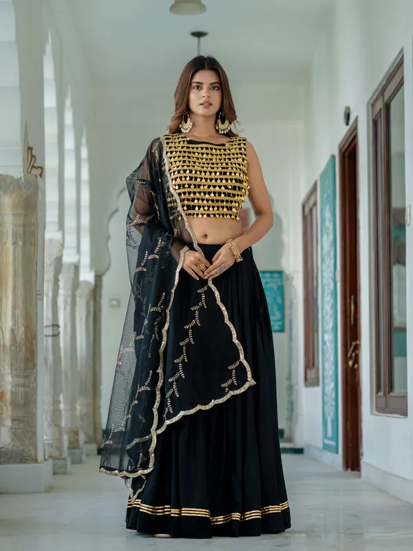 Black_Pure_Rayon_Designer_Lehenga_Choli_with_Coin_Work_&_Embroidered_Net_Dupatta_|_Garba_&_Dandiya_Wear_|_Navaratri_Edition