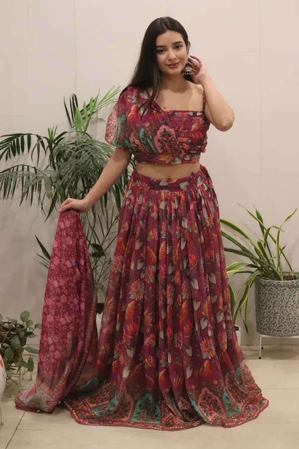 Rich_Wine_Pure_Organza_Silk_Floral_Printed_Lehenga_Set_with_Padded_Blouse_&_Dupatta
