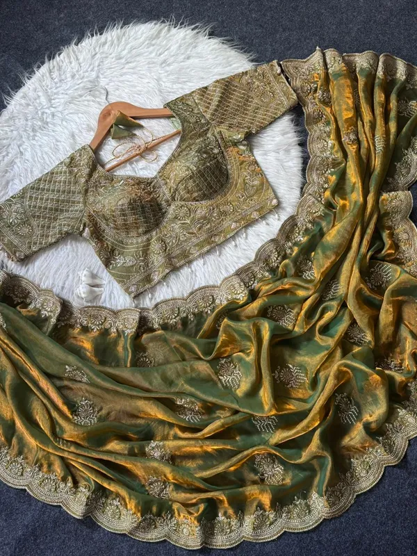 Olive_Green_Bollywood_Organza_Jimmy_Jimmy_Saree_with_Heavy_Hand_Work_Embroidered_Stitched_Blouse_for_Women_|_Wedding_Saree