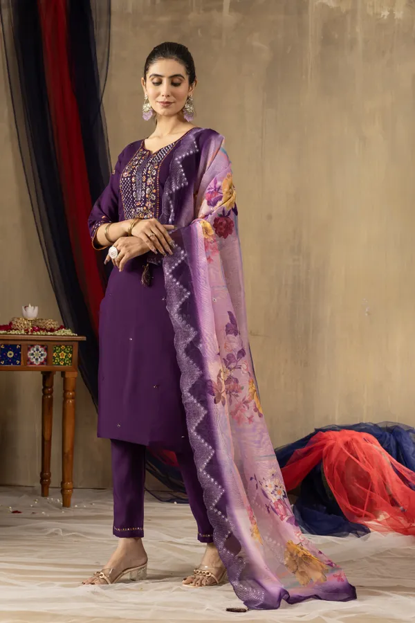 Purple_Roman_Silk_Floral_Embroidered_Kurta_Pant_Set_For_Women