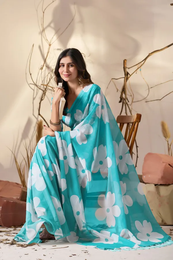 Aqua_Blue_Oversized_Floral_Digital_Print_Soft_Georgette_Saree_with_Matching_Blouse