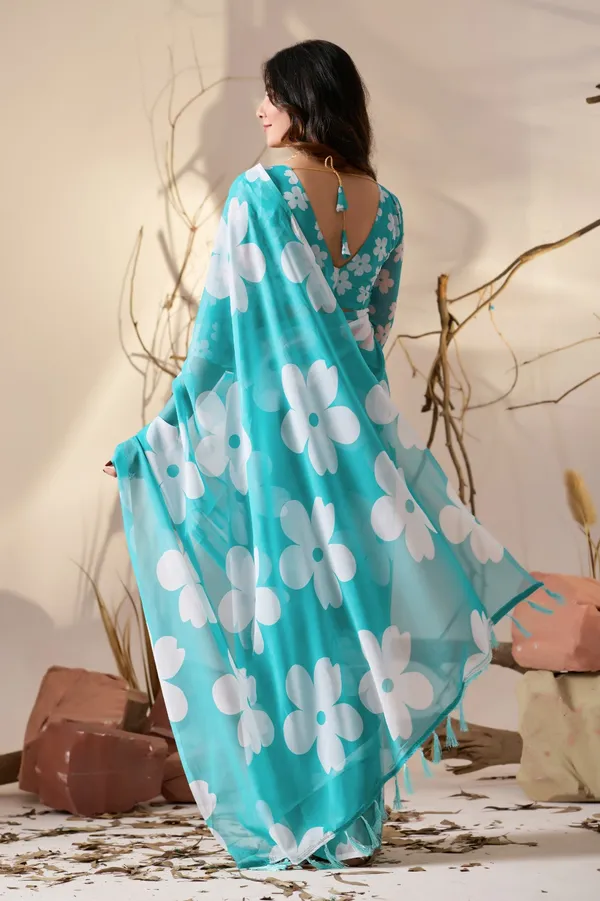 Aqua_Blue_Oversized_Floral_Digital_Print_Soft_Georgette_Saree_with_Matching_Blouse