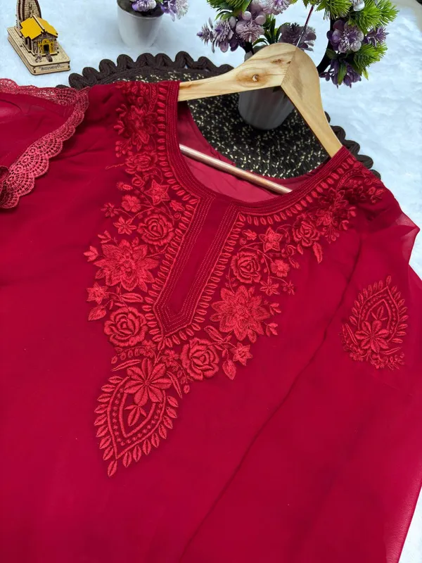 Maroon_Georgette_Embroidered_Gown_Set_with_Palazzo_&_Dupatta_|_Party_Wear_Ethnic_Outfit_for_Women