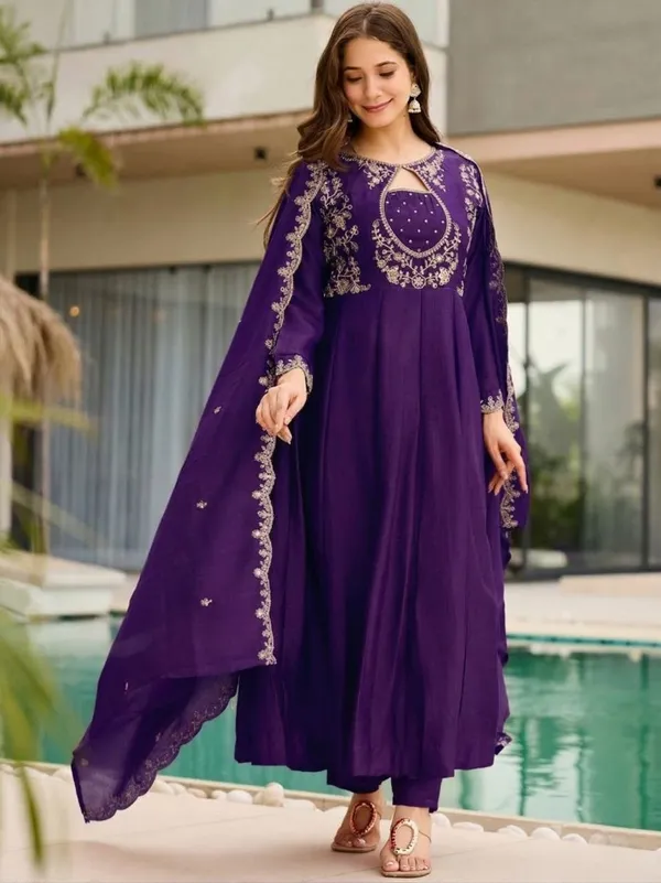 Purple_Embroidered_Anarkali_Kurta_Pant_Set_with_Dupatta_For_Women
