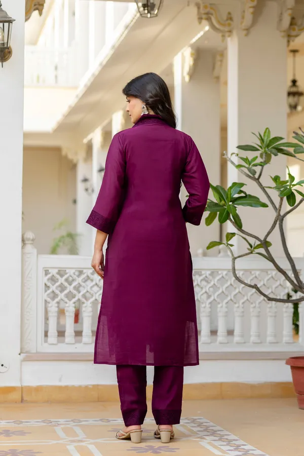 Maroon_Roman_Silk_Chikankari_Kurti_Pant_Set_with_Kota_Dupatta_|_Festive_Ethnic_Wear_for_Women