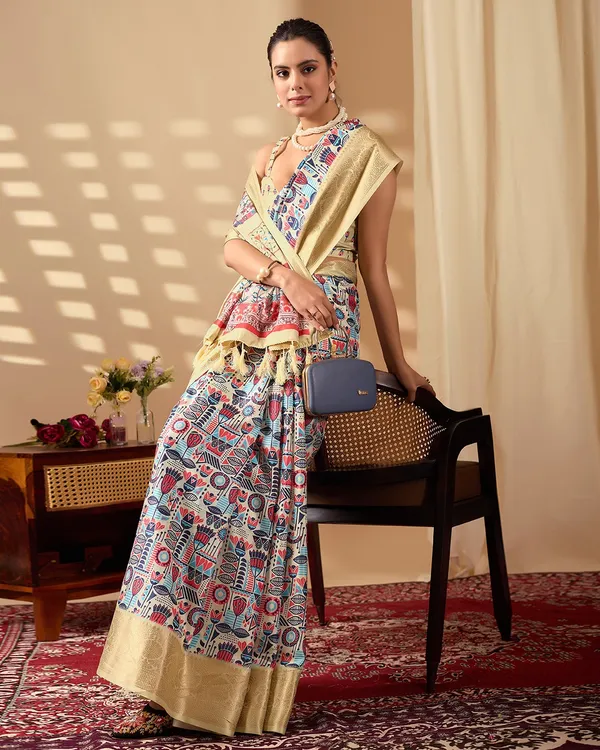 Soft_Lichi_Silk_Saree_with_Multicolor_Digital_Weaving_&_Golden_Zari_Border