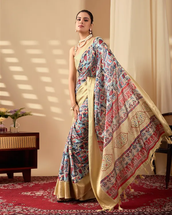 Soft_Lichi_Silk_Saree_with_Multicolor_Digital_Weaving_&_Golden_Zari_Border