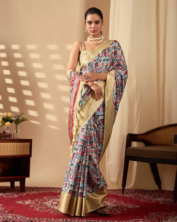 Soft_Lichi_Silk_Saree_with_Multicolor_Digital_Weaving_&_Golden_Zari_Border