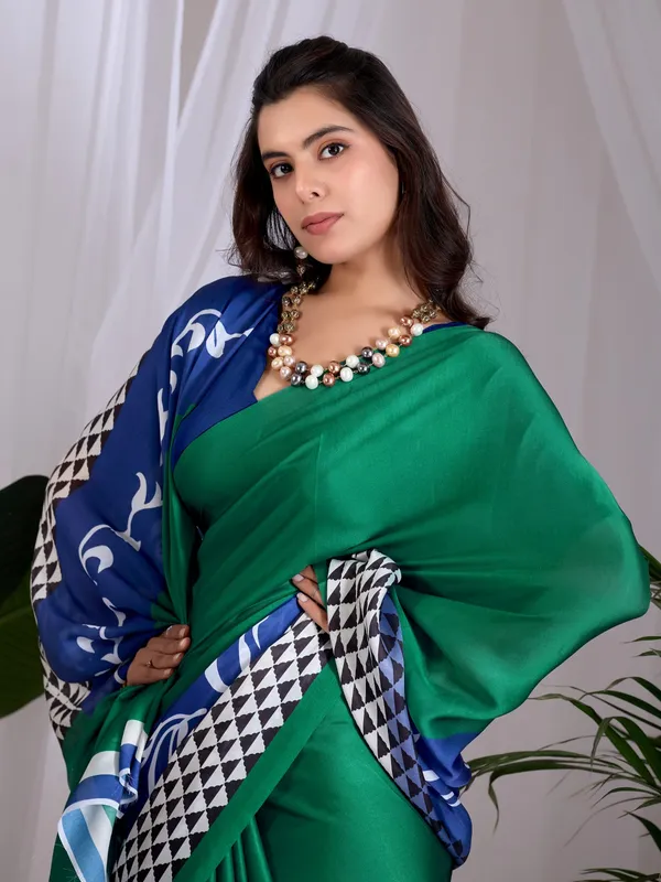Green_&_Royal_Blue_Geometric_Digital_Print_Soft_Satin_Georgette_Saree_with_Matching_Blouse_Piece