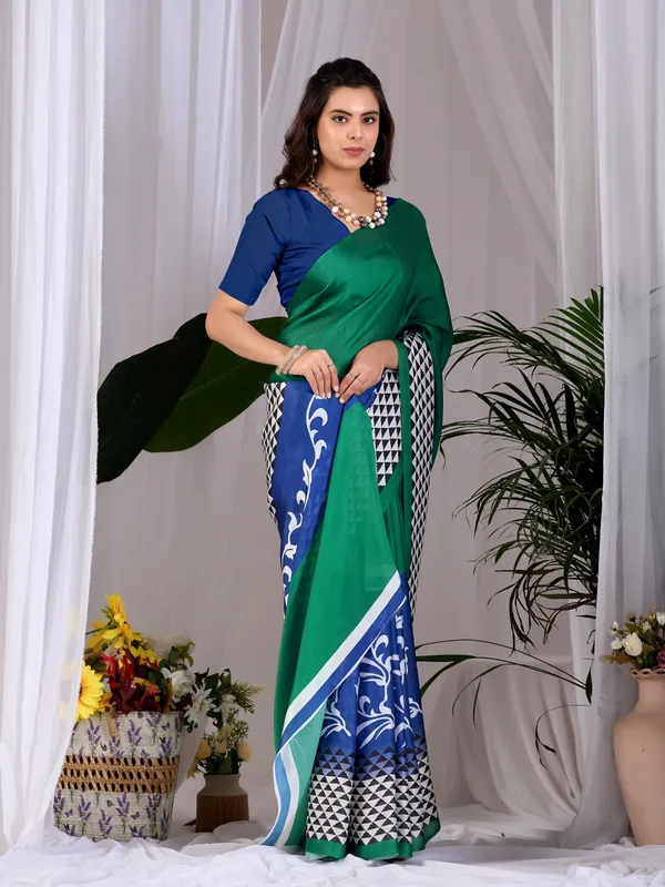 Green_&_Royal_Blue_Geometric_Digital_Print_Soft_Satin_Georgette_Saree_with_Matching_Blouse_Piece
