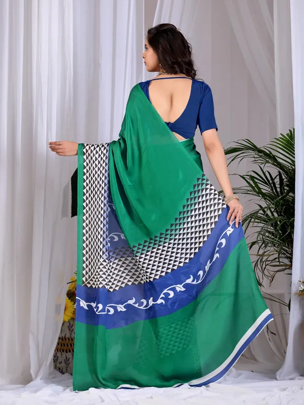 Green_&_Royal_Blue_Geometric_Digital_Print_Soft_Satin_Georgette_Saree_with_Matching_Blouse_Piece
