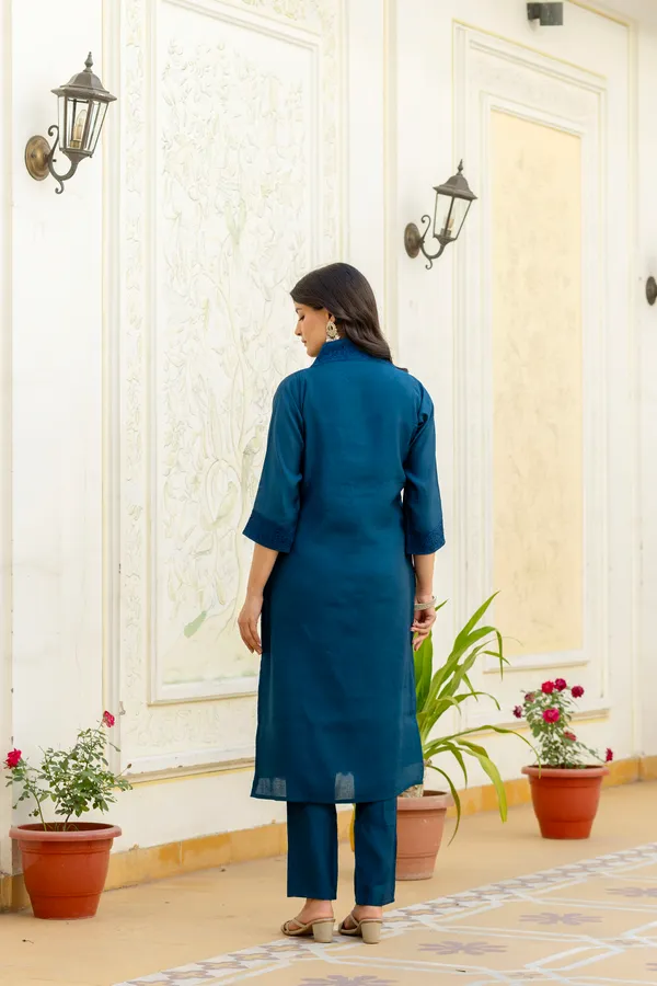 Navy_Blue_Roman_Silk_Chikankari_Kurti_Pant_Set_with_Kota_Dupatta_|_Festive_Ethnic_Wear_for_Women