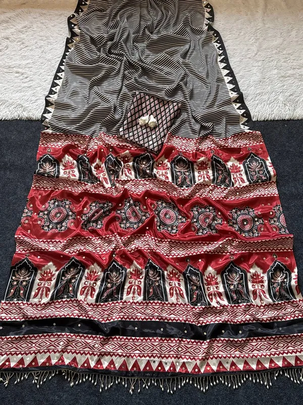 Soft_Satin_Ajrakh_Print_Soft_Silk_Saree_with_Mirror_Work_&_Designer_Border