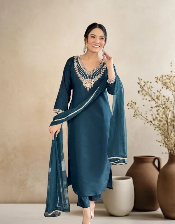 Blue_Chanderi_Embroidered_Kurta_Set_with_Chinon_Dupatta_|_Ethnic_Wear_for_Women