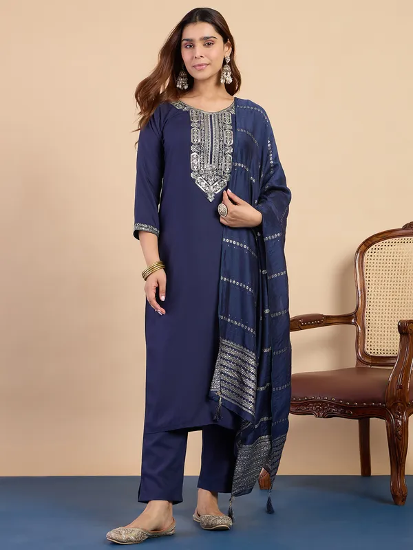 Blue_Women's_Traditional_Embroidered_Kurta_Pant_Set_with_Silk_Dupatta_|_Women's_Ethnic_Wear