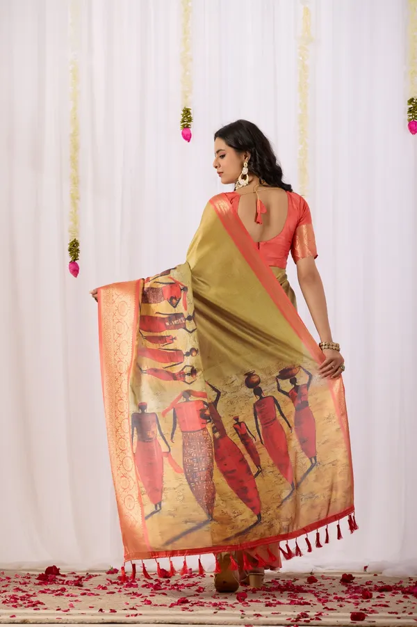 Silk_Saree_with_Elegant_Tribal_Art_Print_&_Rich_Zari_Border