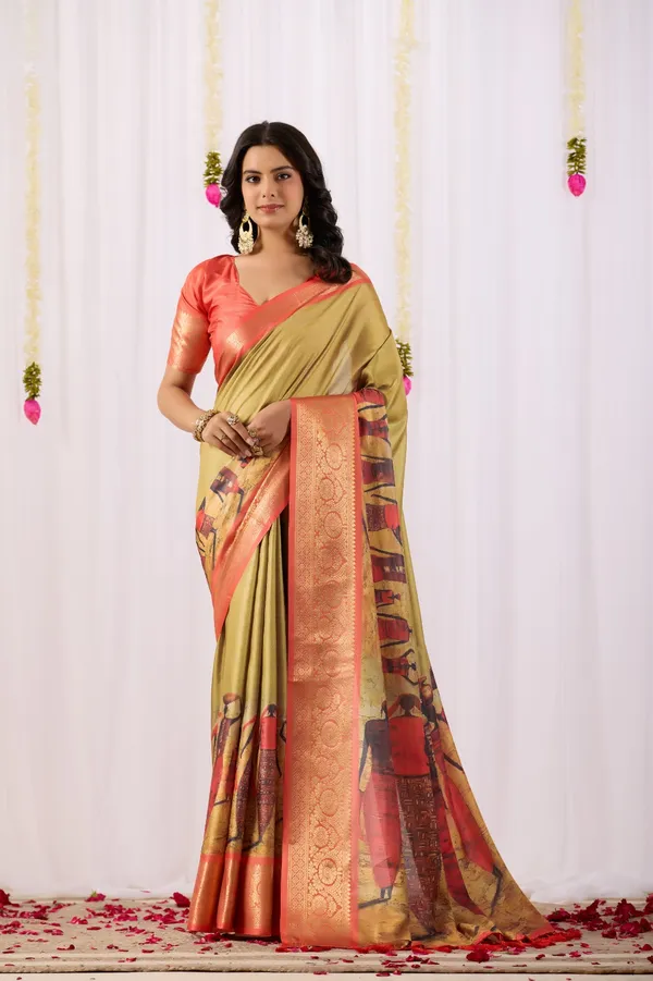 Silk_Saree_with_Elegant_Tribal_Art_Print_&_Rich_Zari_Border